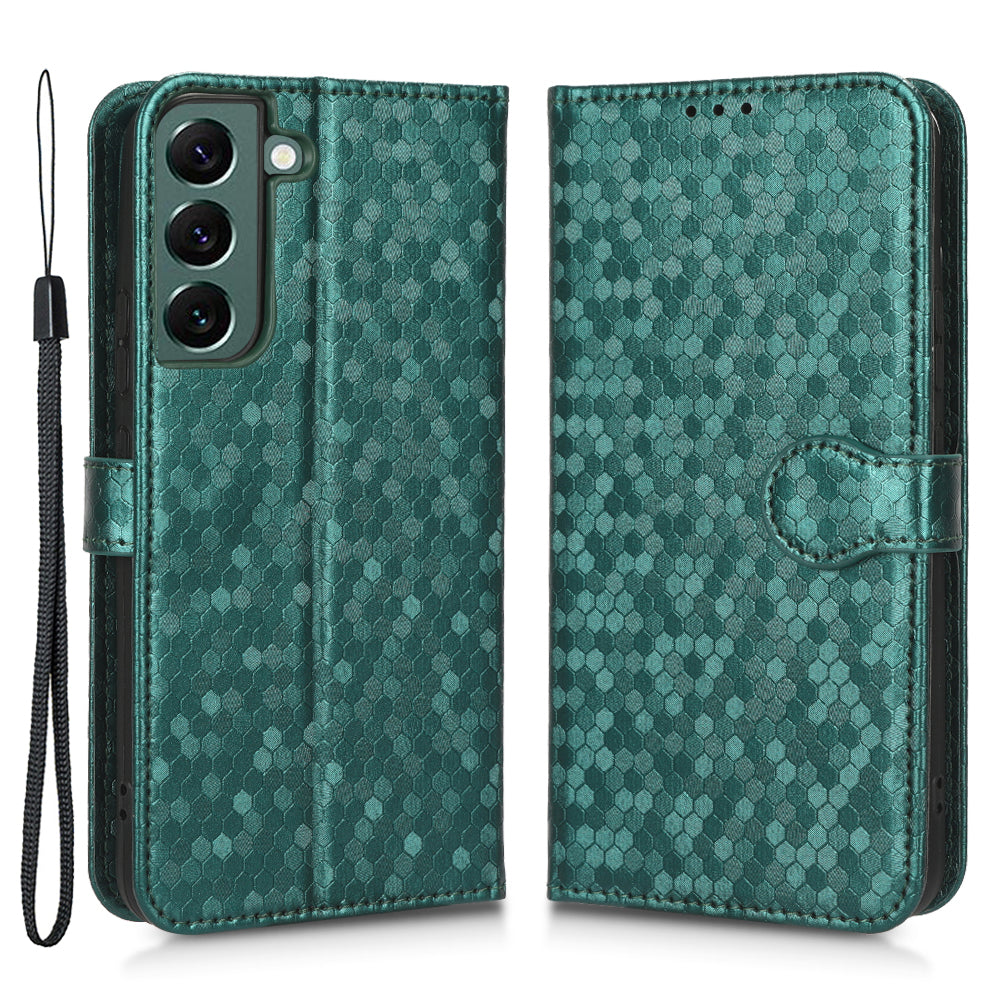 Wrist Strap Phone Shell for Samsung Galaxy S23 Dot Pattern Imprinted Phone Cover PU Leather Shockproof Wallet Stand Case Wrist Strap Phone Shell for Samsung Galaxy S23 Dot Pattern Imprinted Phone Cover PU Leather Shockproof Wallet Stand Case